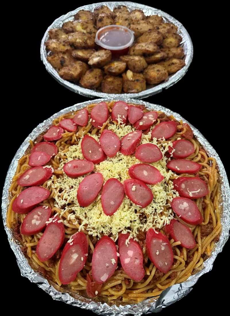Fiesta Platter embutido bilao, sliced Filipino meatloaf with dip