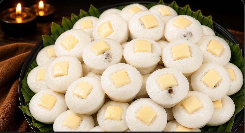 Fiesta Platter puto pao, steamed rice cakes topped with cheese