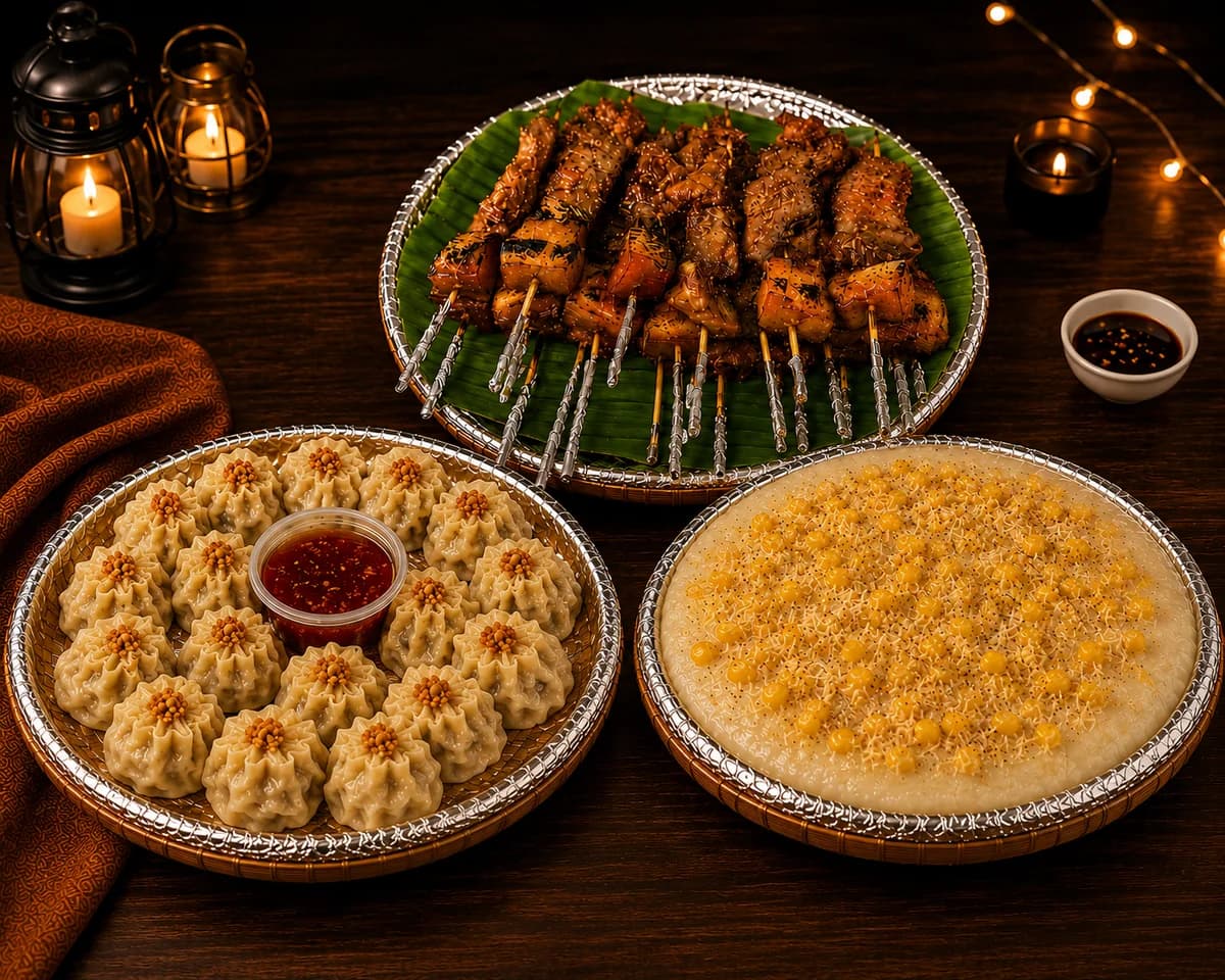 Fiesta Celebration bundle: pork BBQ, jumbo siomai and maja blanca trays