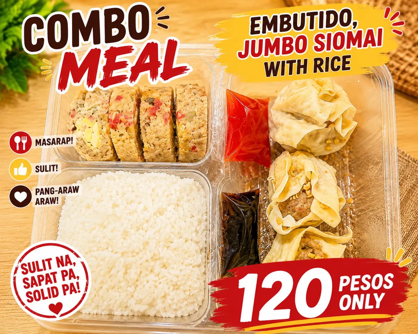 Fiesta Platter combo bento pack with embutido and siomai